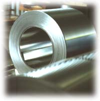Picture of wide metal strip coils for processing in stainless steel plant