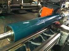 Picture of industrial rubber roll for wringer or squeegee application in a flat metal processing mill